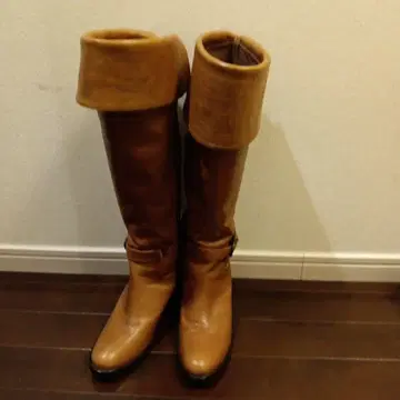 브라운 롱 부츠 사이드 지퍼