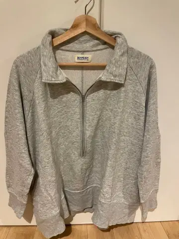 BEAMS BOY 그레이 하프 지퍼 맨투맨