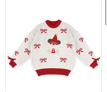 미키 산타 모자 스웨터 화이트