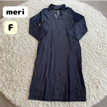 [새상품급] meri 레이온 혼방 셔츠 원피스 롱 원피스 긴팔 프리