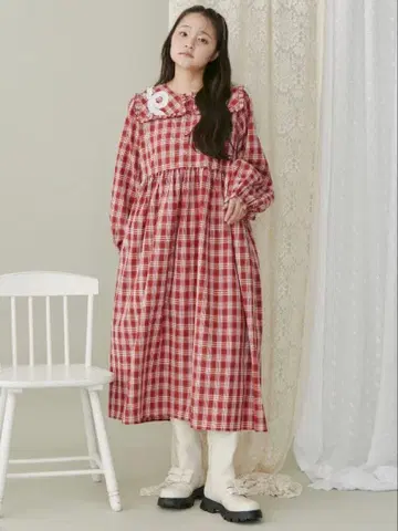 (merry jenny) 뱅글뱅글 프릴 칼라 원피스 레드