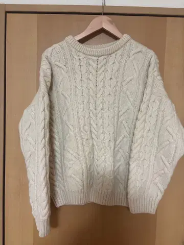 LARGO 아란 니트 스웨터 XL 아이보리