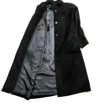 빅 사이즈 캐시미어 스탠드 카라 롱 코트 블랙 FREE SIZE