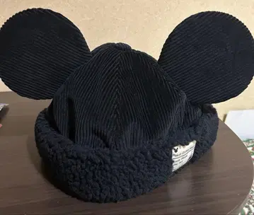 디즈니 미키 보아 코듀로이 모자 블랙