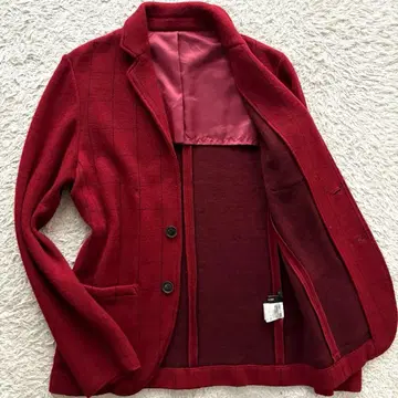 레어 L 사이즈 COMME CA MEN 니트 테일러드 체크 빨간색