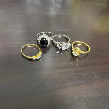 반지 세트 - 실버 골드 보석 포함