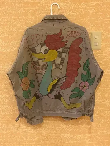 60s 70s 카 클럽 자켓 핸드 페인트 워크 디트로이트