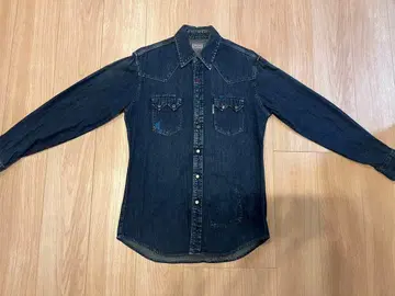 블루블루 데님 셔츠 다크 블루 긴팔 셔츠