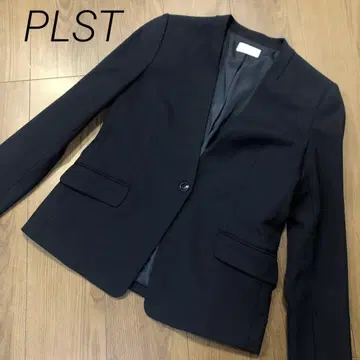 PLST 노카라 자켓 네이비