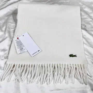 택 포함 새상품 라코스테 LACOSTE 메리노울 스쿨 머플러 화이트