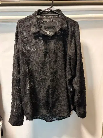 RINGS PLUS 블랙 레이스 긴팔 셔츠 44