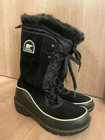 SOREL 블랙 퍼 롱 부츠 TIVOLI 24.5