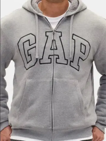 S 릴랙스핏 GAP 로고 보아 안감 집업 후드티 그레이