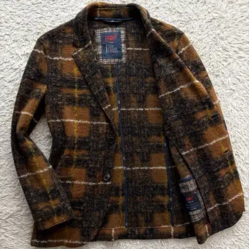 이탈리아제 BOB 언라이닝 자켓 기모 체크 노벤트 브라운