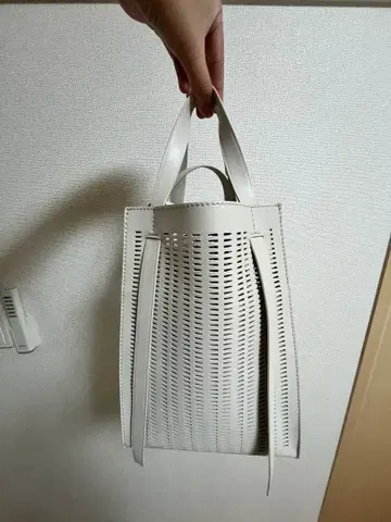 화이트 메쉬 디자인 바스켓백