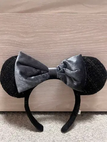 미니 귀 머리띠 블랙 리본 포함