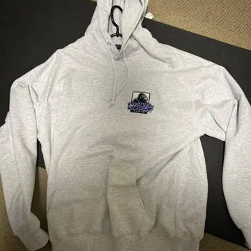 그레이 후드 부착 후드티 로고 프린트 엑스라지