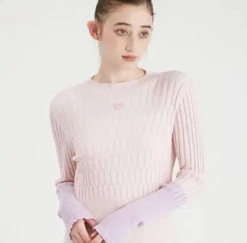 FURFUR 로고 자수 바이컬러 리브 니트