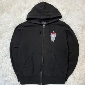 BEAMS T 집업 후드티 XS 캐릭터 자수 블랙