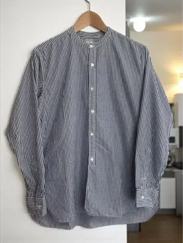 KAPTAIN SUNSHINE 스트라이프 밴드 카라 긴팔 셔츠