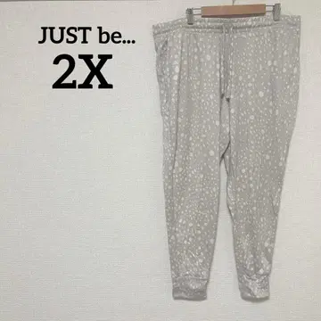JUST be - [ 2X ] 도트 무늬 이지 팬츠 캐주얼 그레이