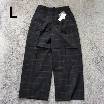 글로벌 워크 택 포함 체크 무늬 와이드 팬츠 L