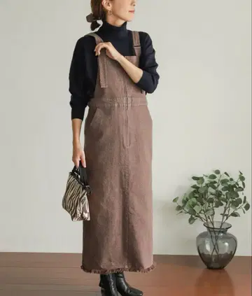 URBAN RESEARCH DOORS 브라운 살로펫 오버롤 스커트