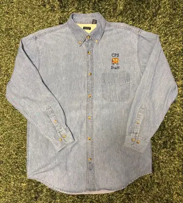 자수 데님 셔츠 오버 사이즈