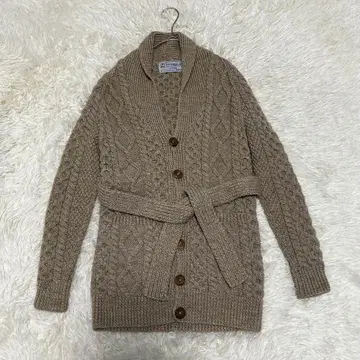 인버아란 SHIPS 별주 가디건 케이블 울 영국제 벨트