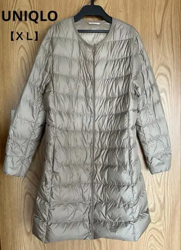 UNIQLO 유니클로 2way 노카라 울트라 라이트 다운 코트 베이지