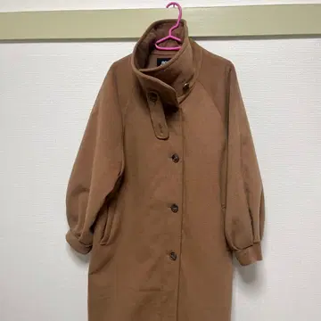 RODEO CROWNS 볼륨 슬리브 롱 코트 브라운