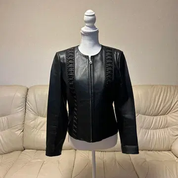 블랙 레이스업 라이더 자켓