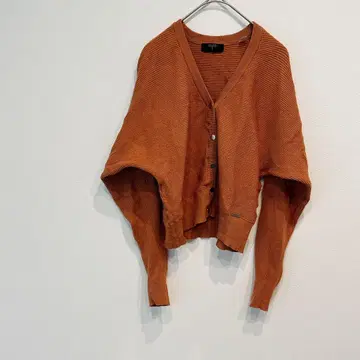 새상품급 TAHARI [ S ] 오렌지 리브 가디건