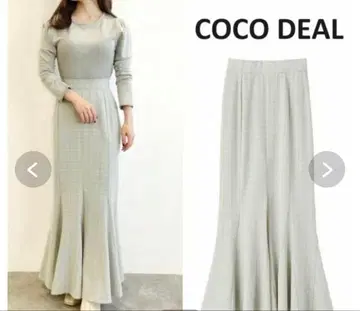 COCO DEAL 그린 계열 체크 플레어 스커트