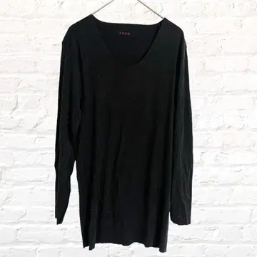 시크 스쿱 넥 긴팔 티셔츠 컷팅 디자인 무지 빅 루즈