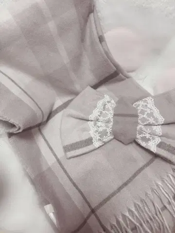 LIZLISA 체크 리본 스톨 머플러