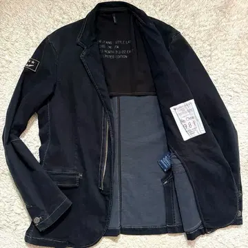 레어 2XL ARMANI JEANS 집업 데님 스트레치 네이비