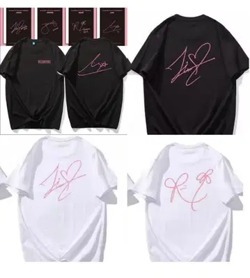 Black pink 사인 프린트 반팔 티셔츠 블랙 화이트 M-3XL