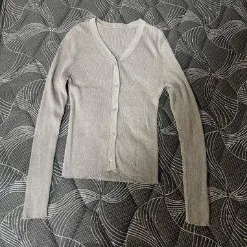 스모키 브라운 리브 긴팔 가디건