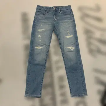 유니클로 스키니 스트레치 데님 라이트 블루 데미지 가공 S 사이즈