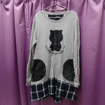 돼지 캐릭터 자수 튜닉