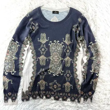 새상품급 에트로 니트 탑 페이즐리 무늬 최상급 실크 캐시미어