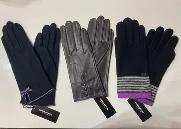 택 포함 새상품 3켤레 세트! 여성 가죽 장갑 소니아 리키엘 보더 라벤더