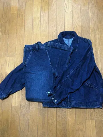 다크 네이비 집업 데님 자켓 데님 팬츠 셋업 GU