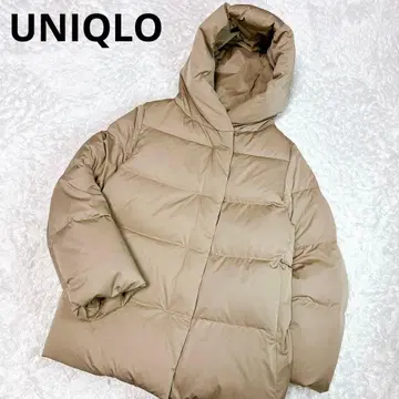 새상품급 유니클로 파우더 다운 숏코트 베이지 S