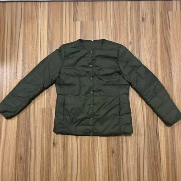 무인양품 이너 다운 노카라 카키 L