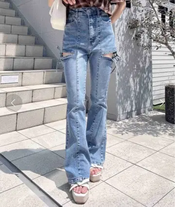 INGNI 사이드 컷 리본 데님