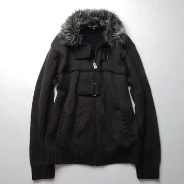 In The Attic Fur Zip-up Drivers Rib Knit