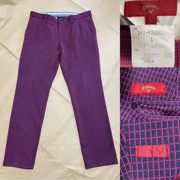 캘러웨이 팬츠 L 골프 의류 체크 빨간색 네이비