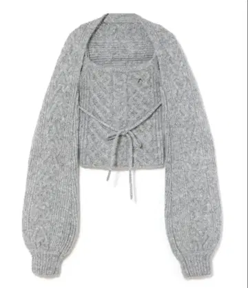 andmary Heart 케이블 니트 세트 그레이